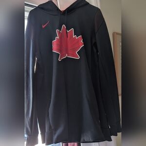 Official Hockey Related Nike Black Hoodie with Red Canadian Design